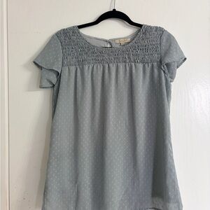Polagram Light Blue Smocked Blouse